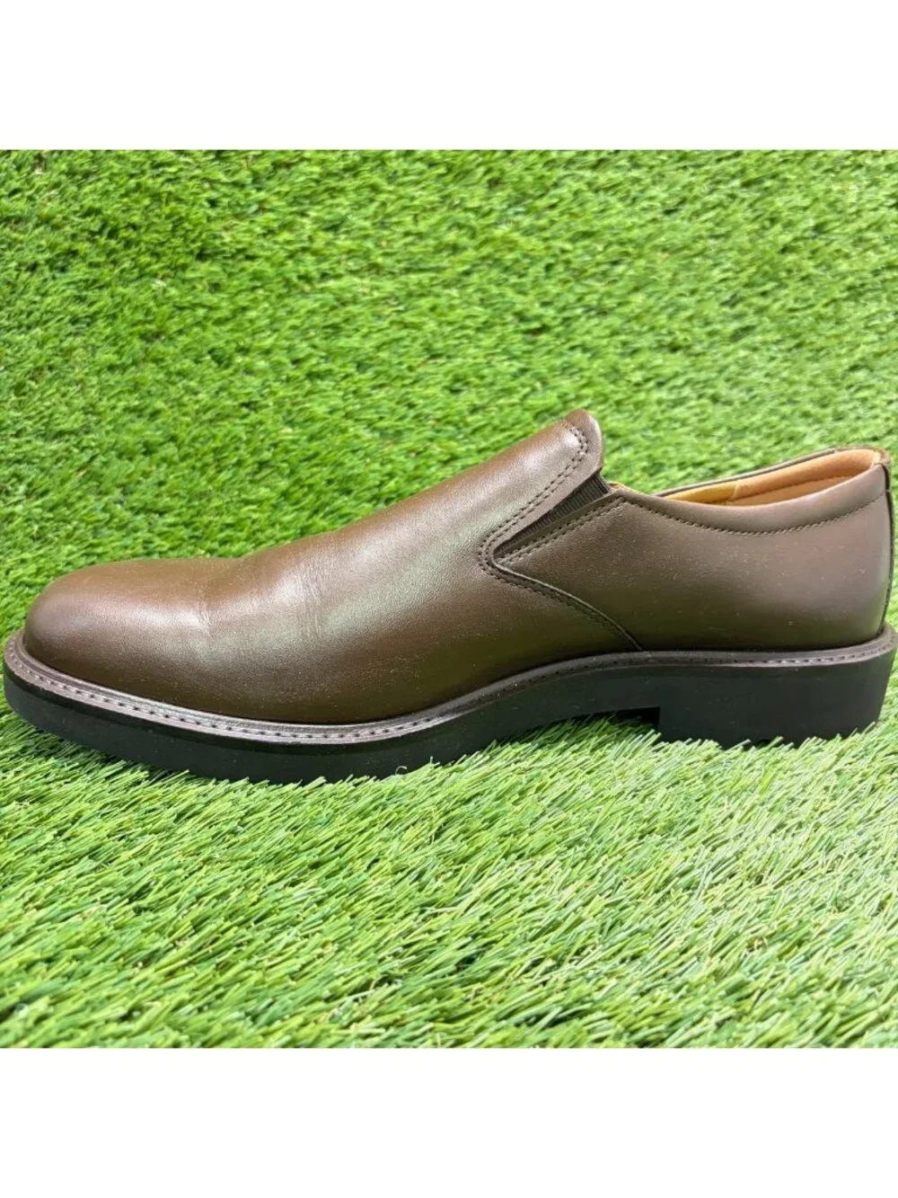 Ecco Metropole London Mens Size 12 Brown Classic Leather Slip On Dress Shoes